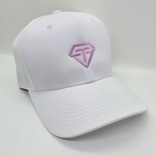 Gorra Tsach blanca logo rosado